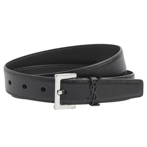 Saint Laurent Cassandre Grained Leathe Belt Square Buckle Black Size 105/42 - Picture 2 of 11